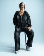 Load image into Gallery viewer, Black Washed Rhinestone Tracksuit