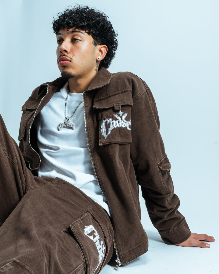 Brown Cargo Zip Up